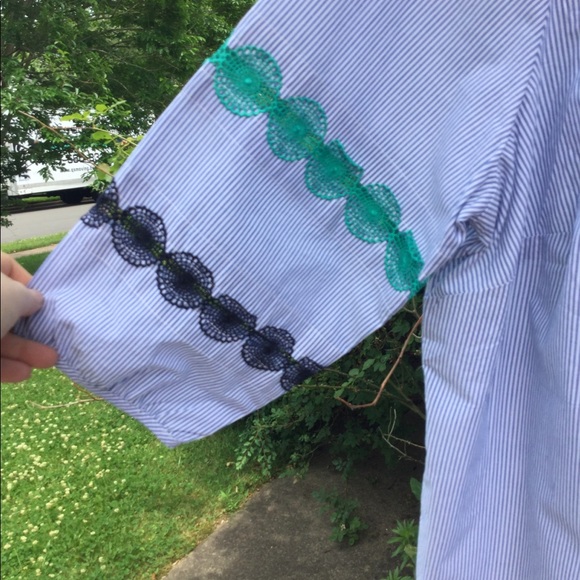 NWT Talbots Pretty Blue White Striped Fun Lace - Picture 3 of 5